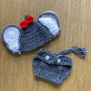 Crochet Elephant Newborn Photo Outfit - NB
